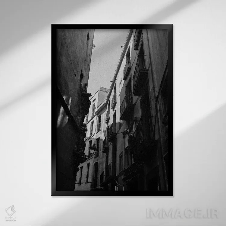 تابلو معماری بارسلونا چهار اثر بثانی یانگ - نمای قابدار مشکی