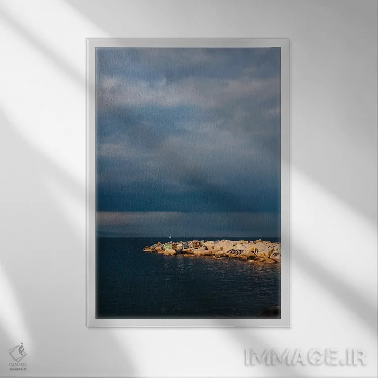 تابلو ساحل بارسلونا پنج اثر بثانی یانگ - نمای قابدار سفید