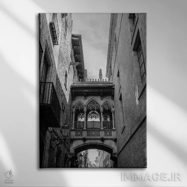 تابلو منطقهٔ گوتیک بارسلونا اثر بثانی یانگ - نمای روبهرو روی دیوار