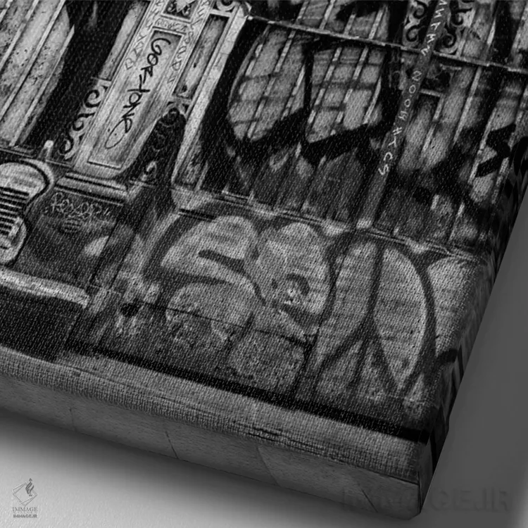 تابلو نقاشی دیواری بارسلونا اثر بثانی یانگ - نمای نزدیک بافت بوم