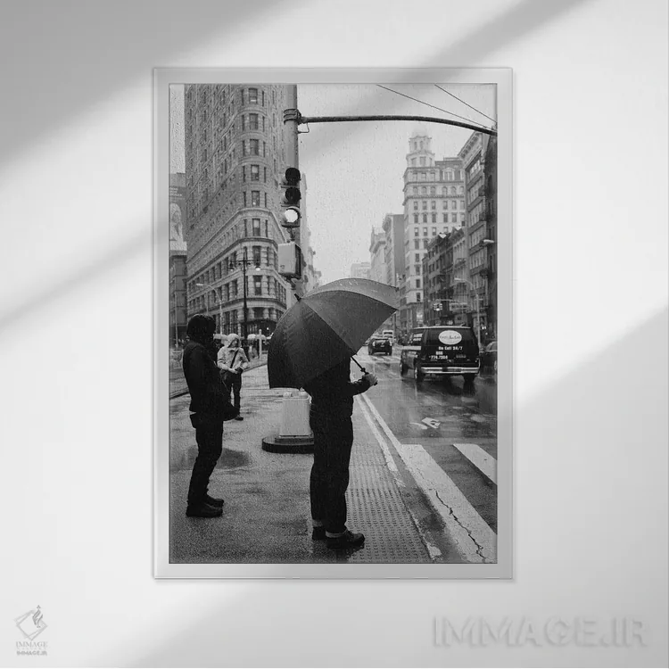 تابلو نیویورک بارانی چهار اثر بثانی یانگ - نمای قابدار سفید