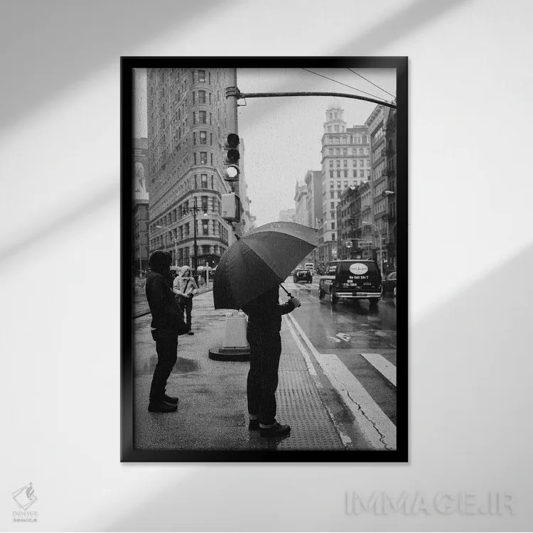 تابلو نیویورک بارانی چهار اثر بثانی یانگ - نمای قابدار مشکی