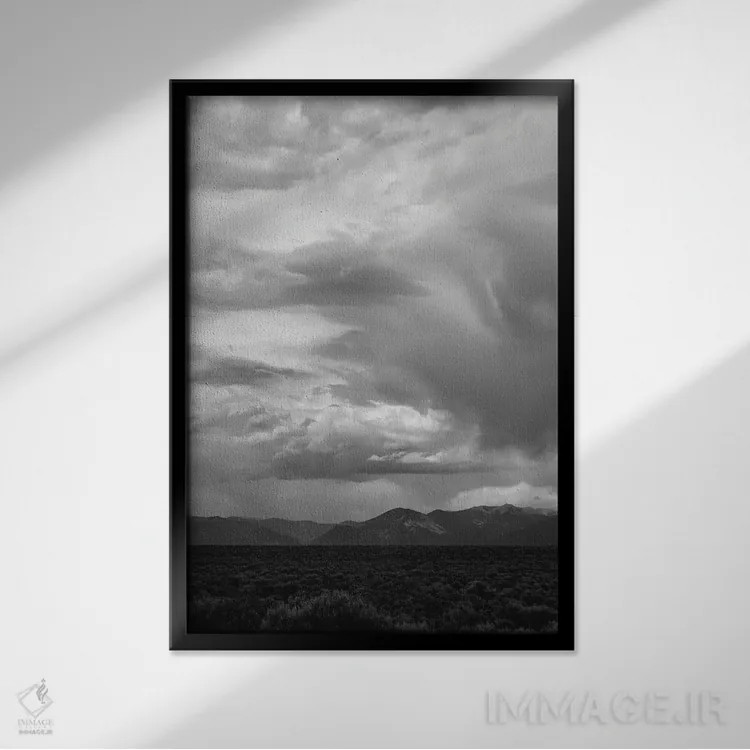 تابلو طوفان کوههای تائوس ۵ اثر بثانی یانگ - نمای قابدار مشکی