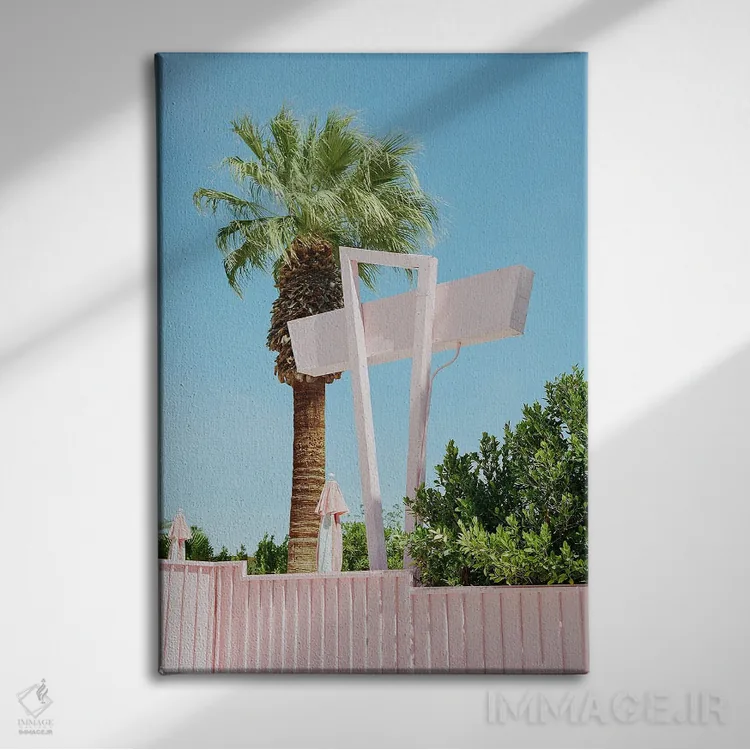 تابلو پالم اسپرینگز صورتی ۳ اثر بثانی یانگ - نمای روبهرو روی دیوار