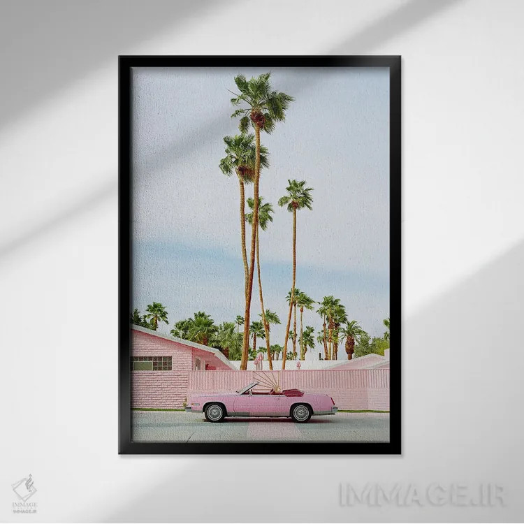 تابلو پالم اسپرینگز صورتی اثر بثانی یانگ - نمای قابدار مشکی