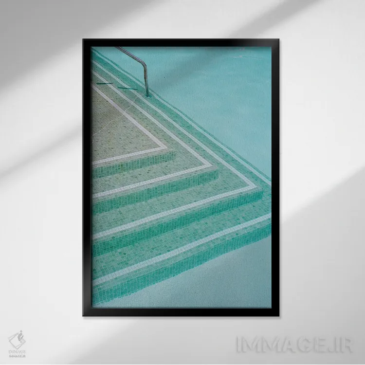 تابلو روز استخر پالم اسپرینگز ۲ اثر بثانی یانگ - نمای قابدار مشکی