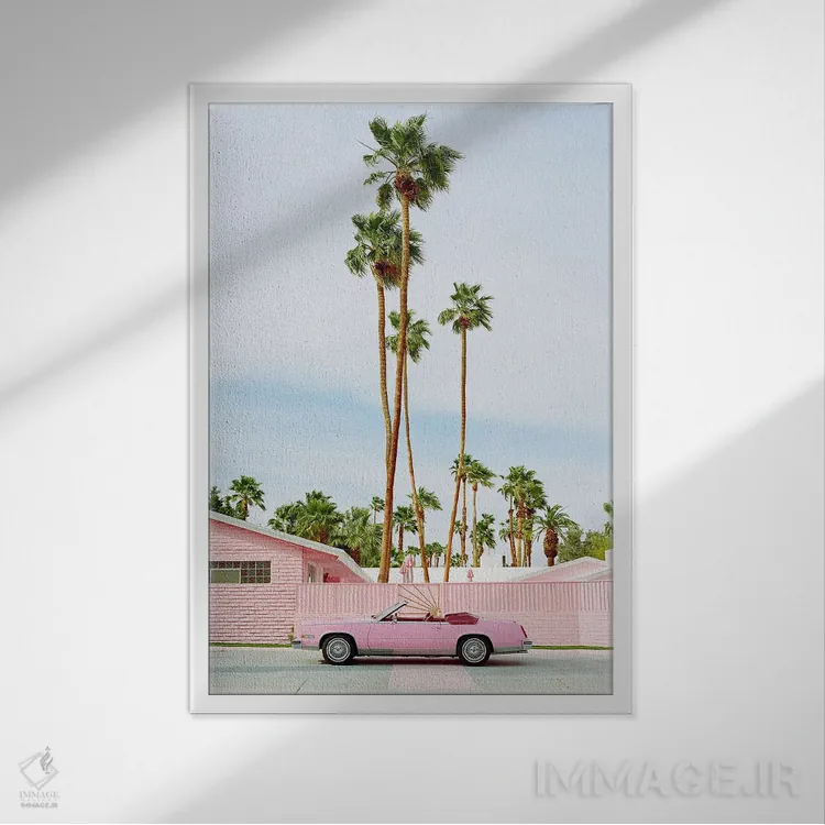 تابلو پالم اسپرینگز صورتی اثر بثانی یانگ - نمای قابدار سفید