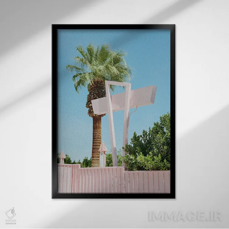 تابلو پالم اسپرینگز صورتی ۳ اثر بثانی یانگ - نمای قابدار مشکی