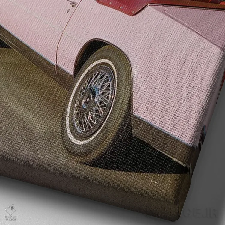 تابلو کادیلاک صورتی ۴ روی نگاتیو اثر بثانی یانگ - نمای نزدیک بافت بوم