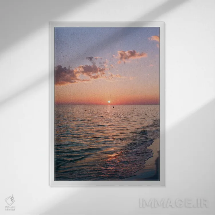 تابلو غروب اقیانوس فلوریدا روی نگاتیو اثر بثانی یانگ - نمای قابدار سفید