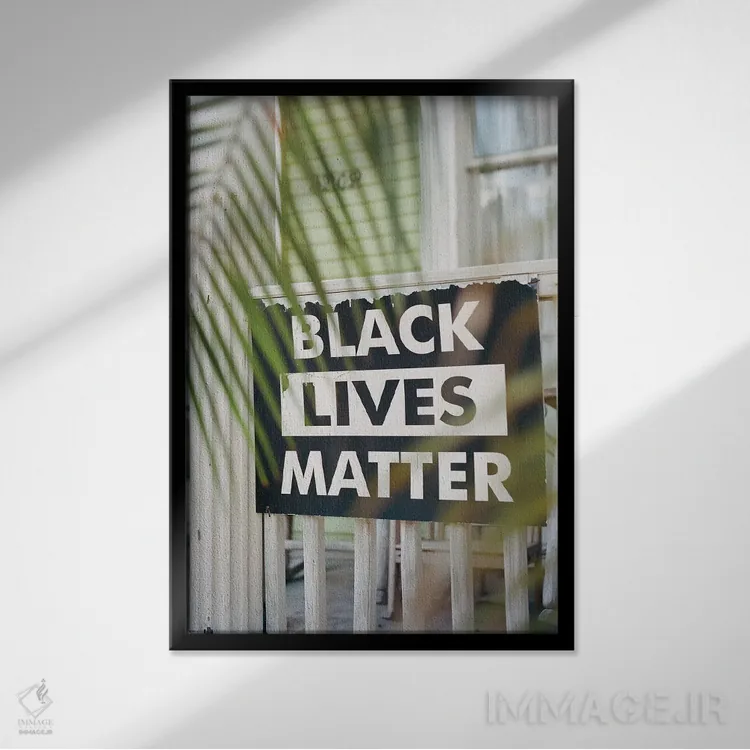 تابلو جان سیاهپوستان مهم است روی نگاتیو (جنبش اجتماعی) اثر بثانی یانگ - نمای قابدار مشکی