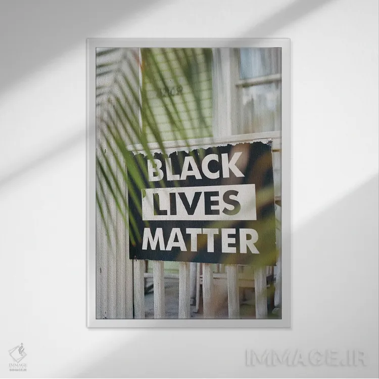 تابلو جان سیاهپوستان مهم است روی نگاتیو (جنبش اجتماعی) اثر بثانی یانگ - نمای قابدار سفید