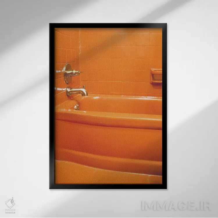 تابلو وان نارنجی اثر بثانی یانگ - نمای قابدار مشکی