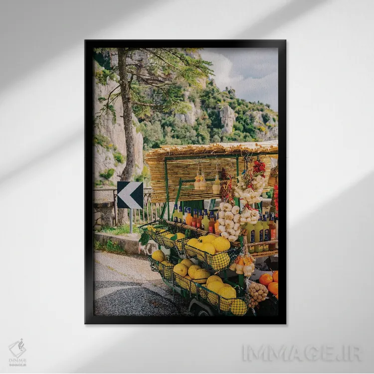 تابلو جاده ساحلی آمالفی شماره پانزده اثر بثانی یانگ - نمای قابدار مشکی