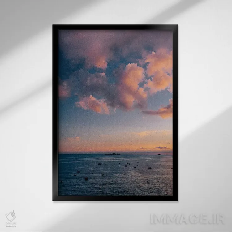 تابلو غروب ساحل آمالفی شماره پنج اثر بثانی یانگ - نمای قابدار مشکی