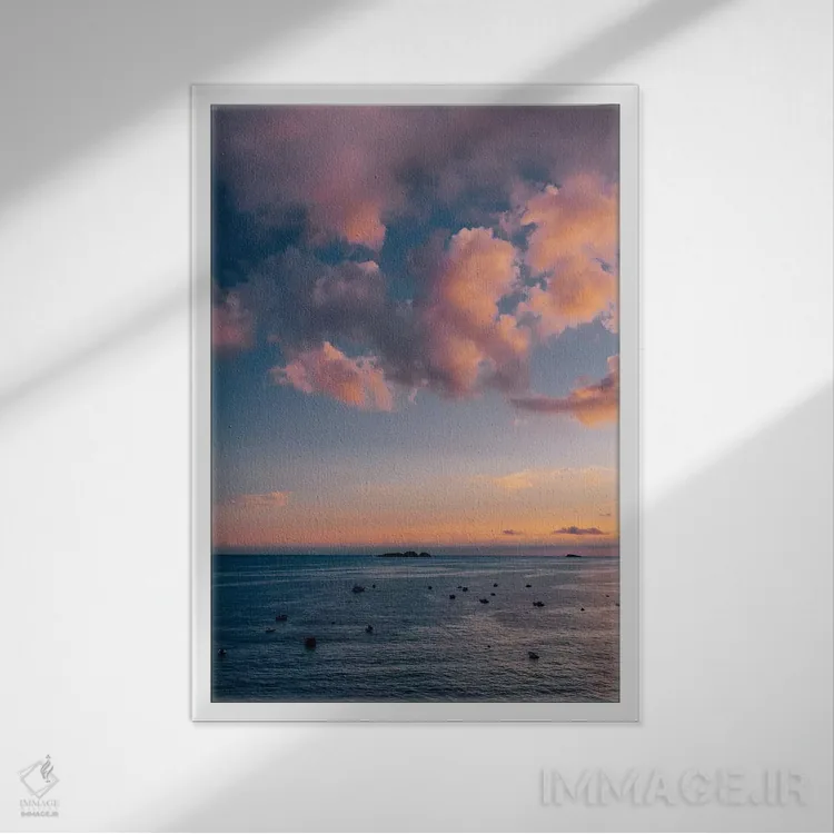 تابلو غروب ساحل آمالفی شماره پنج اثر بثانی یانگ - نمای قابدار سفید