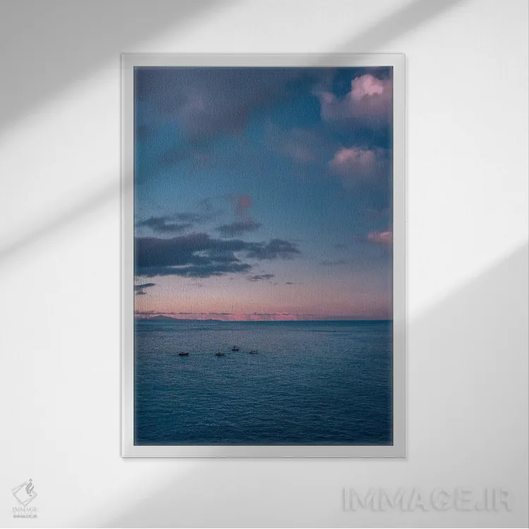 تابلو غروب ساحل آمالفی شماره شش اثر بثانی یانگ - نمای قابدار سفید