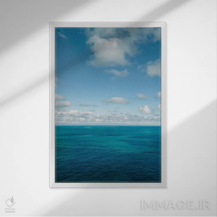 تابلو آب ساحل آمالفی شماره هجده اثر بثانی یانگ - نمای قابدار سفید