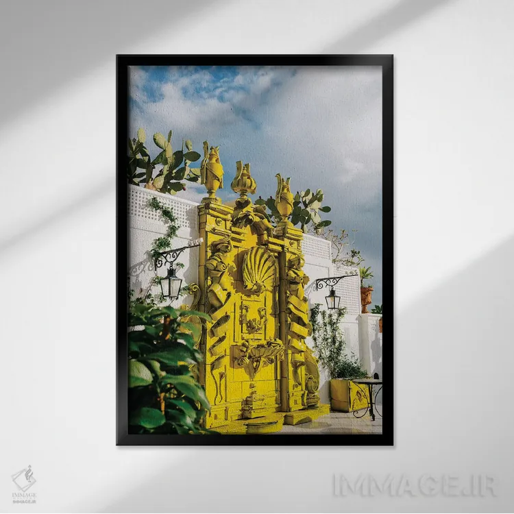 تابلو پوزیتانو نُه اثر بثانی یانگ - نمای قابدار مشکی