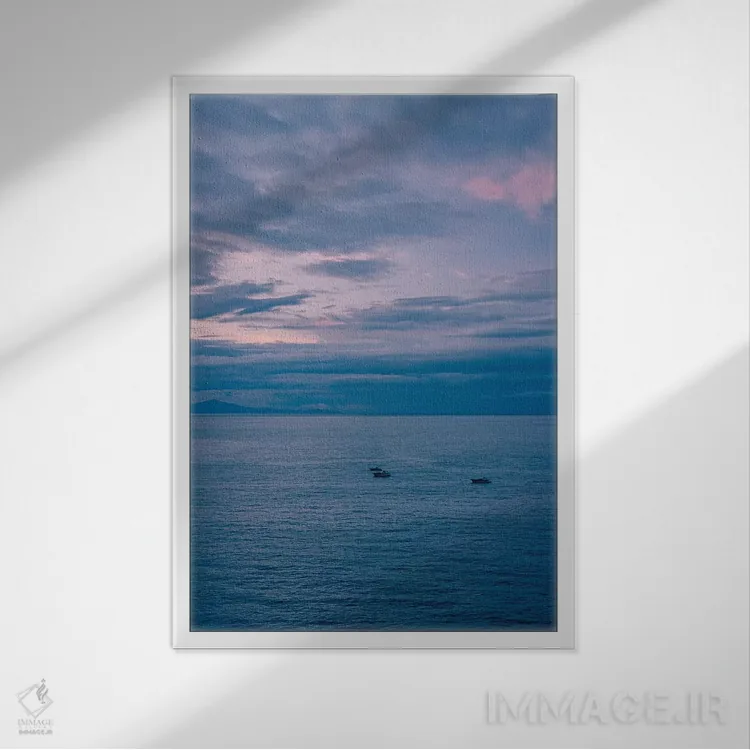 تابلو طلوع آفتاب پوزیتانو نُه اثر بثانی یانگ - نمای قابدار سفید