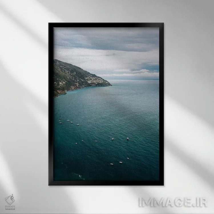 تابلو رانندگی طوفانی در ساحل آمالفی چهار اثر بثانی یانگ - نمای قابدار مشکی