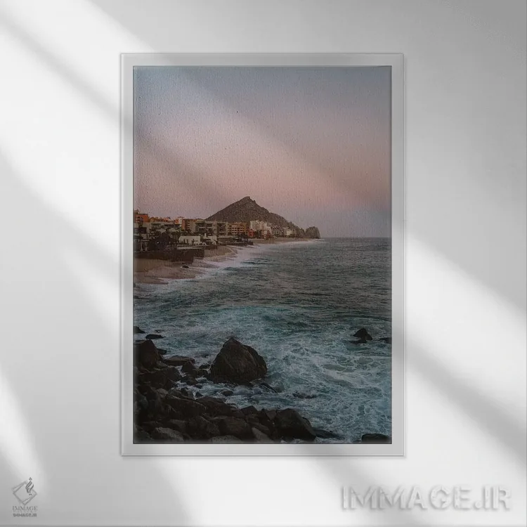 تابلو غروب خورشید کبو اثر بثانی یانگ - نمای قابدار سفید