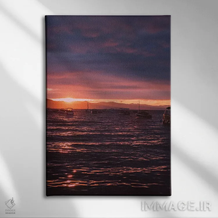تابلو غروب دریاچه تاهو اثر بثانی یانگ - نمای روبهرو روی دیوار