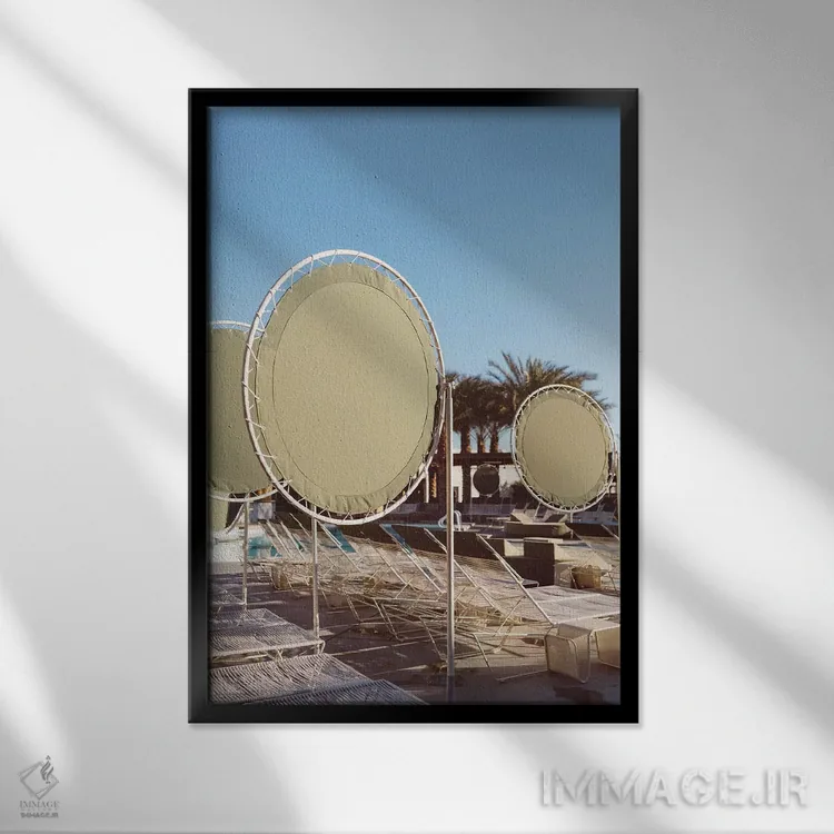 تابلو روز استخر پالم اسپرینگز هشتم اثر بثانی یانگ - نمای قابدار مشکی