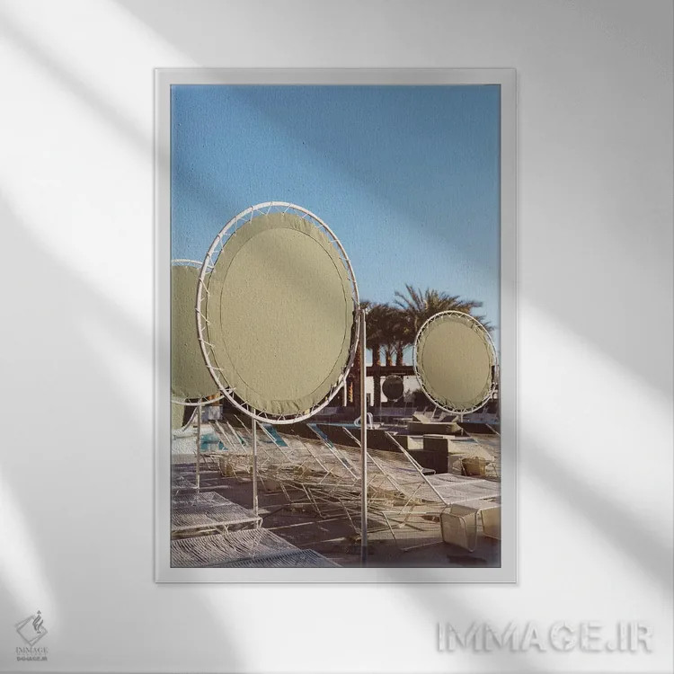 تابلو روز استخر پالم اسپرینگز هشتم اثر بثانی یانگ - نمای قابدار سفید