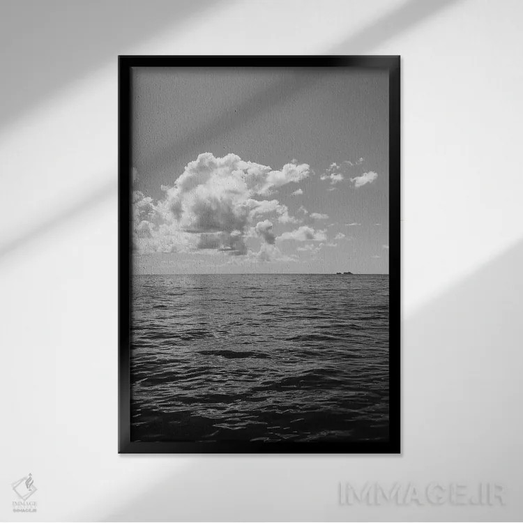 تابلو نمای اقیانوس سیاه و سفید ۲ اثر بثانی یانگ - نمای قابدار مشکی