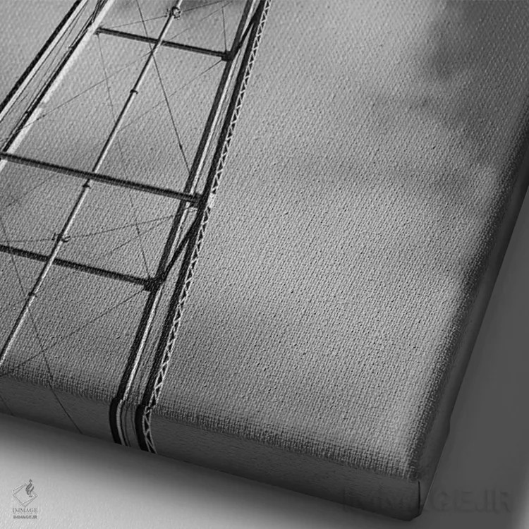 تابلو برج آب مارفا سیاه و سفید اثر بثانی یانگ - نمای نزدیک بافت بوم