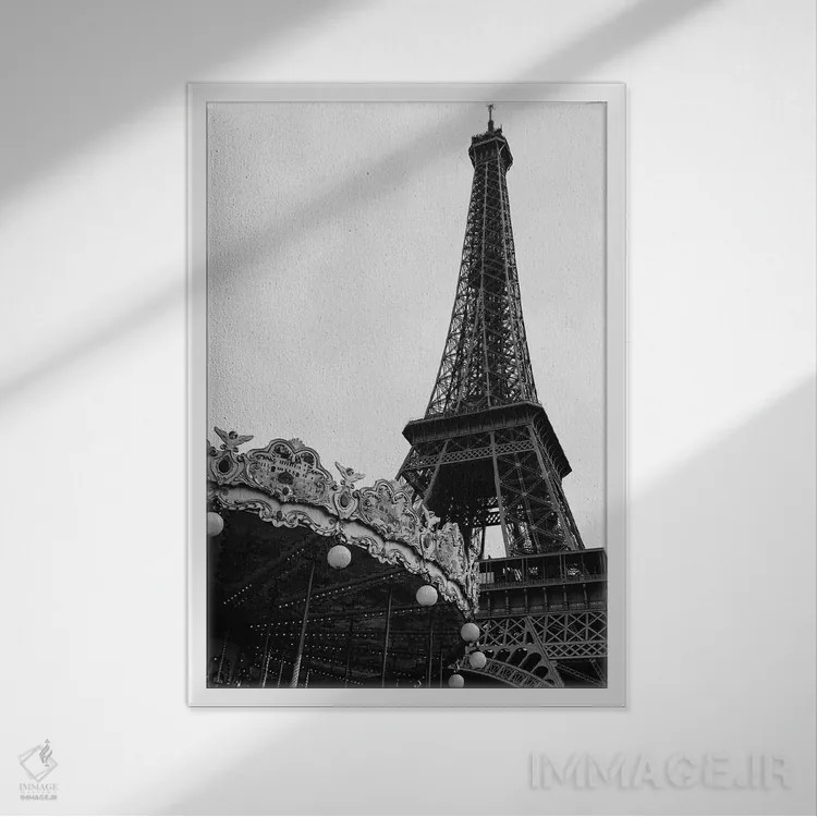 تابلو چرخ و فلک برج ایفل ۳ اثر بثانی یانگ - نمای قابدار سفید