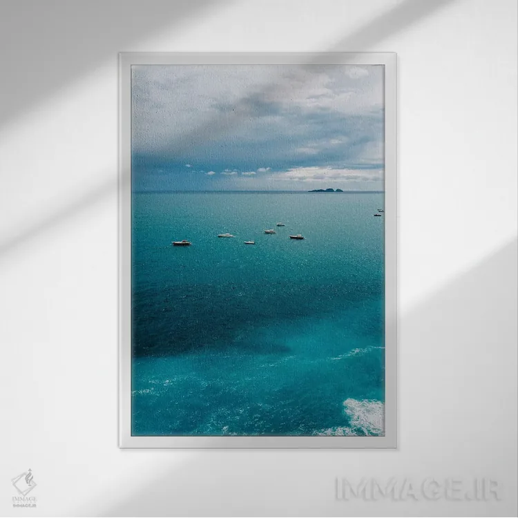 تابلو ساحل طوفانی آمالفی ۲ اثر بثانی یانگ - نمای قابدار سفید