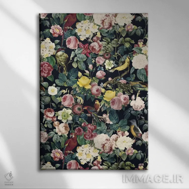 تابلو گل و پرنده IV اثر برجو کورکمازیورک - نمای روبهرو روی دیوار