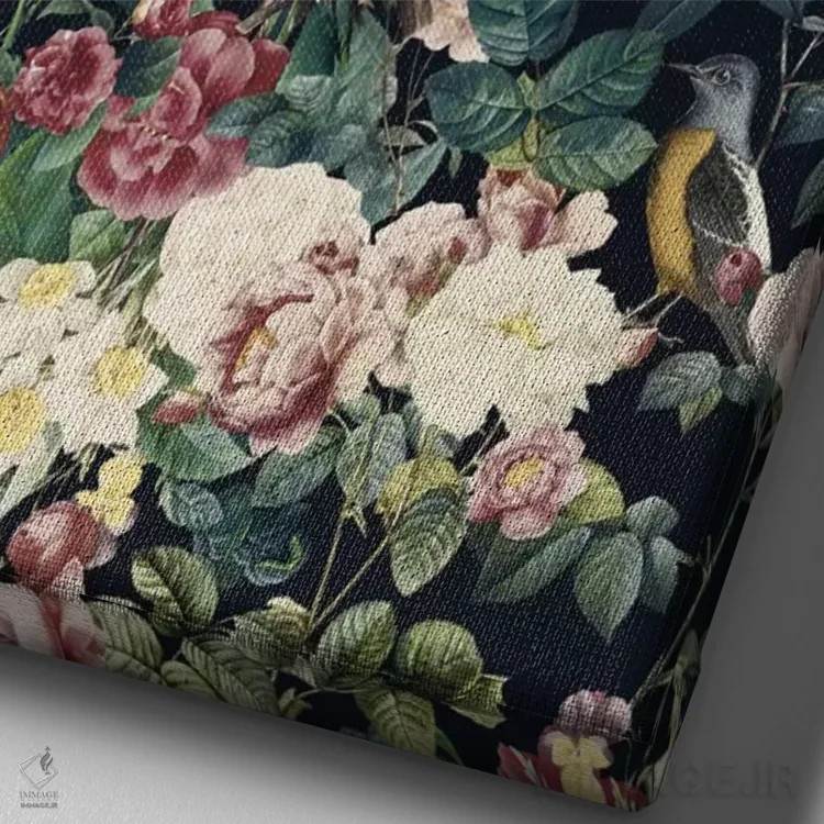 تابلو گل و پرنده IV اثر برجو کورکمازیورک - نمای نزدیک بافت بوم