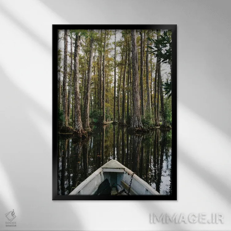 تابلو قایق در باغ سرو چارلستون IV اثر بثانی یانگ - نمای قابدار مشکی