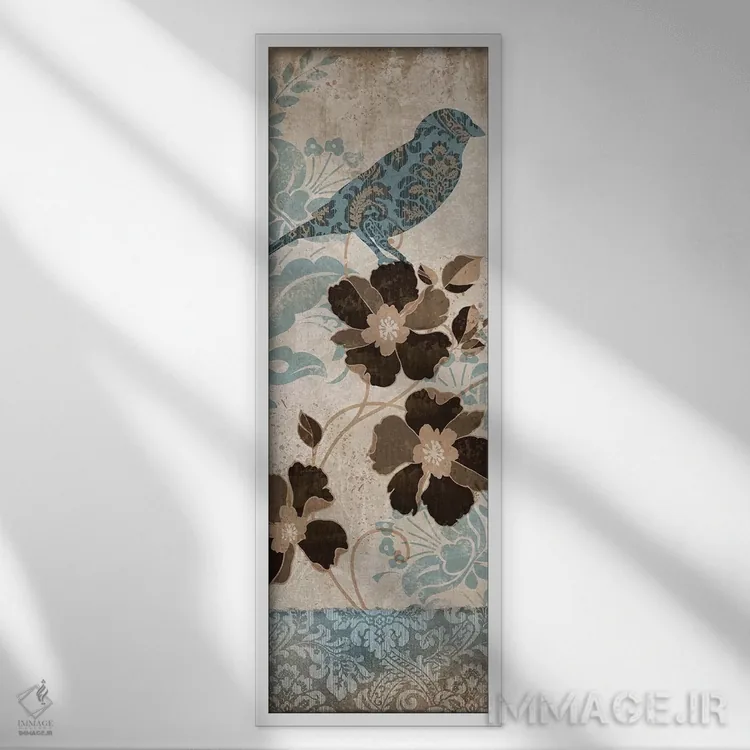 تابلو پرنده آبی I اثر کنراد ناتسن - نمای قابدار سفید