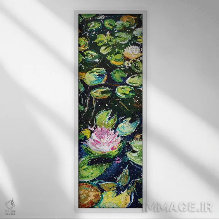 تابلو برکه نیلوفر آبی اثر کوپتسووا آرت (استودیو یا برند هنری) - نمای قابدار سفید