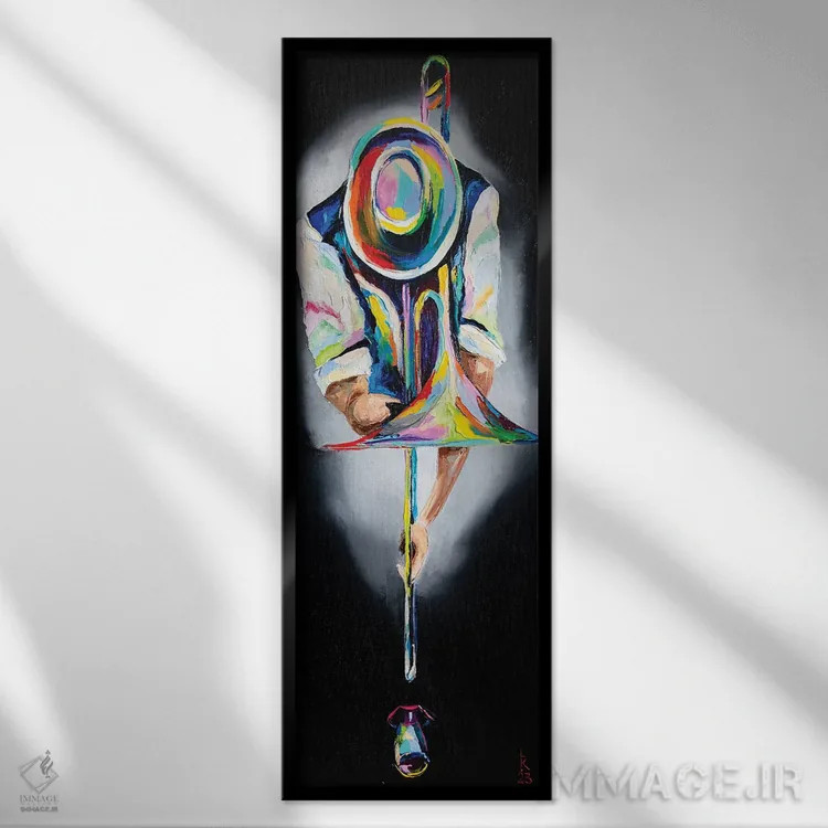 تابلو اجرای موسیقی جَز اثر کوپتسووا آرت (استودیو یا برند هنری) - نمای قابدار مشکی