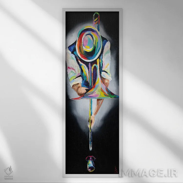 تابلو اجرای موسیقی جَز اثر کوپتسووا آرت (استودیو یا برند هنری) - نمای قابدار سفید