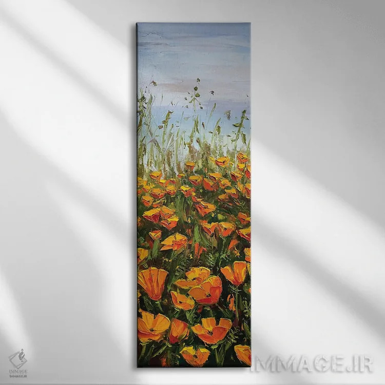 تابلو شقایقهای شاعرانه اثر لیزا الی - نمای روبهرو روی دیوار