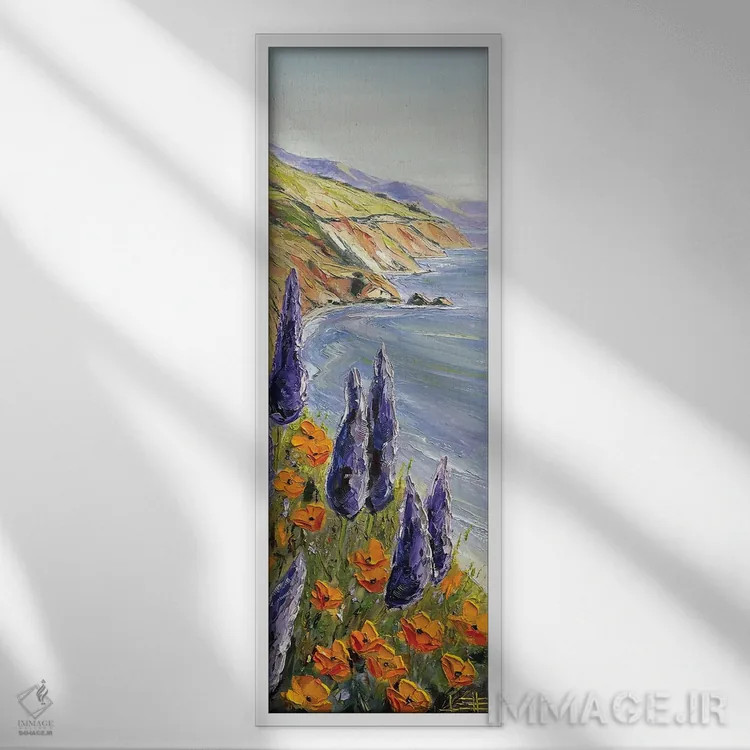 تابلو بزرگراه ساحل اقیانوس آرام اثر لیزا الی - نمای قابدار سفید