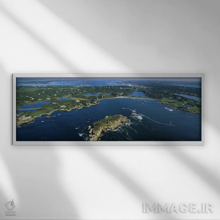تابلو Narraganset Bay, Rhode Island, USA,چشمانداز ساحلی، خلیج نارگانتست، رود آیلند، آمریکا اثر پانورامیک ایمجز (استودیو عکاسی عریض) - نمای قابدار سفید