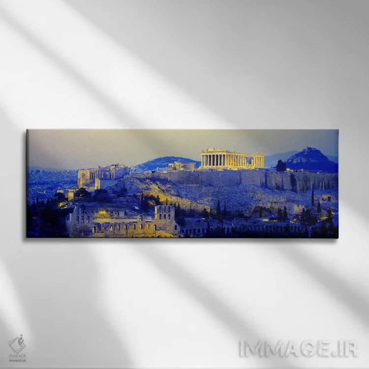 تابلو Athens, Greece,آکروپولیس نورپردازی شده در غروب، آتن، یونان اثر پانورامیک ایمجز (استودیو عکاسی عریض) - نمای روبهرو روی دیوار