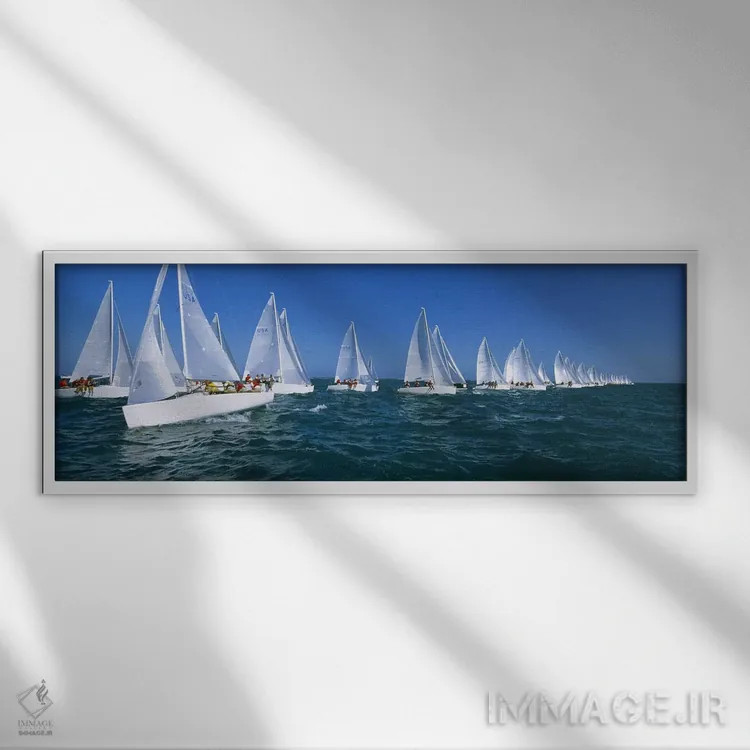 تابلو Key West, Florida, USA,مسابقه قایق بادبانی در اقیانوس، کی وست، فلوریدا، آمریکا اثر پانورامیک ایمجز (استودیو عکاسی عریض) - نمای قابدار سفید