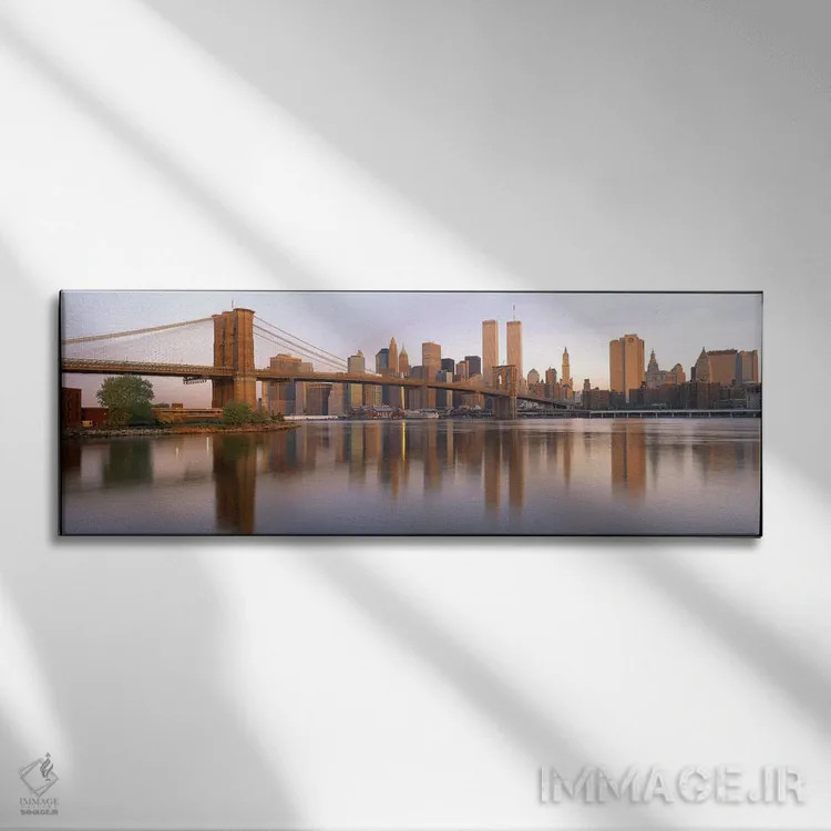 تابلو پل بروکلین، منهتن، شهر نیویورک اثر پانورامیک ایمجز (استودیو عکاسی عریض) - نمای روبهرو روی دیوار