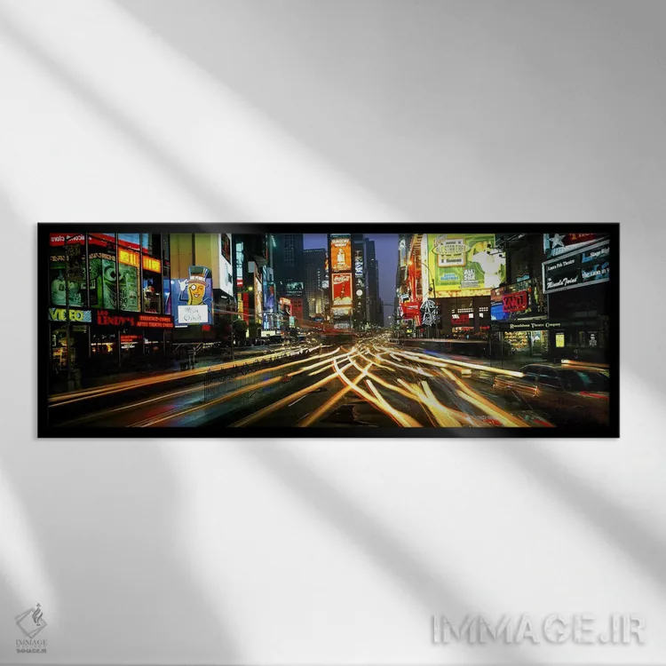 تابلو تایمز اسکوئر، نیویورک اثر پانورامیک ایمجز (استودیو عکاسی عریض) - نمای قابدار مشکی