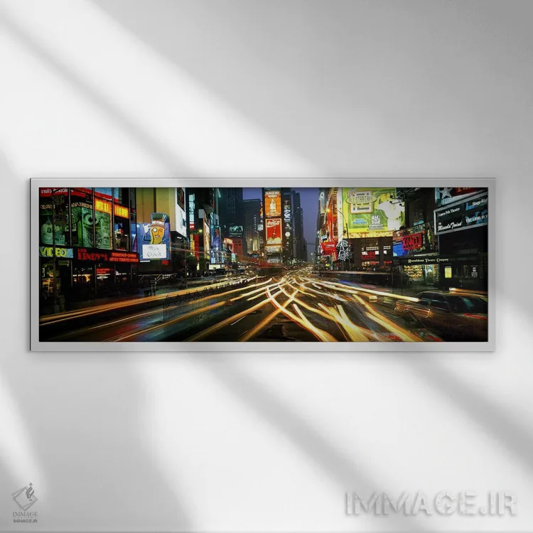 تابلو تایمز اسکوئر، نیویورک اثر پانورامیک ایمجز (استودیو عکاسی عریض) - نمای قابدار سفید