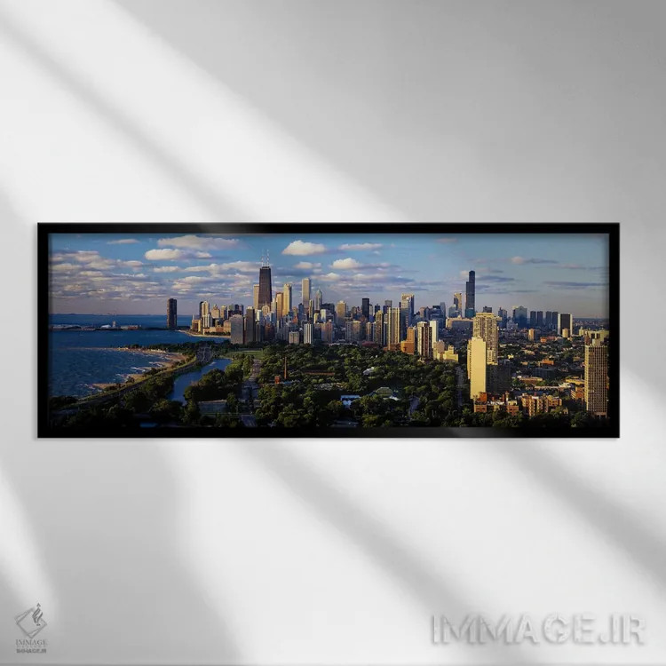 تابلو شیکاگو، ایلینوی اثر پانورامیک ایمجز (استودیو عکاسی عریض) - نمای قابدار مشکی