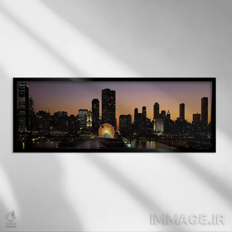 تابلو USA,شیکاگو، ایلینوی، آمریکا اثر پانورامیک ایمجز (استودیو عکاسی عریض) - نمای قابدار مشکی